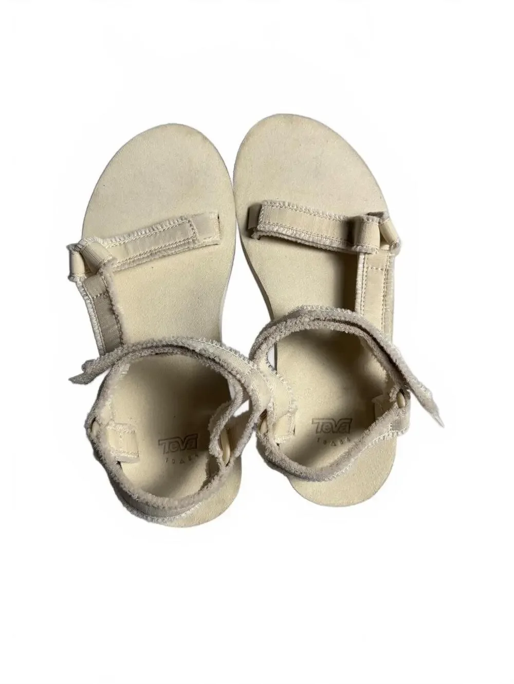 Teva Women's Beige Suede Strap Sandals with Adjustable Velc